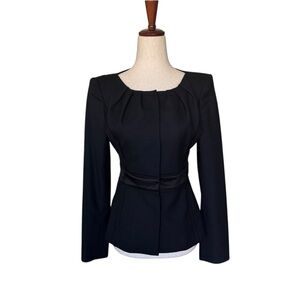 Alberta Ferretti Black Wool Tailored Jacket Blazer Layered Sequins sz 4